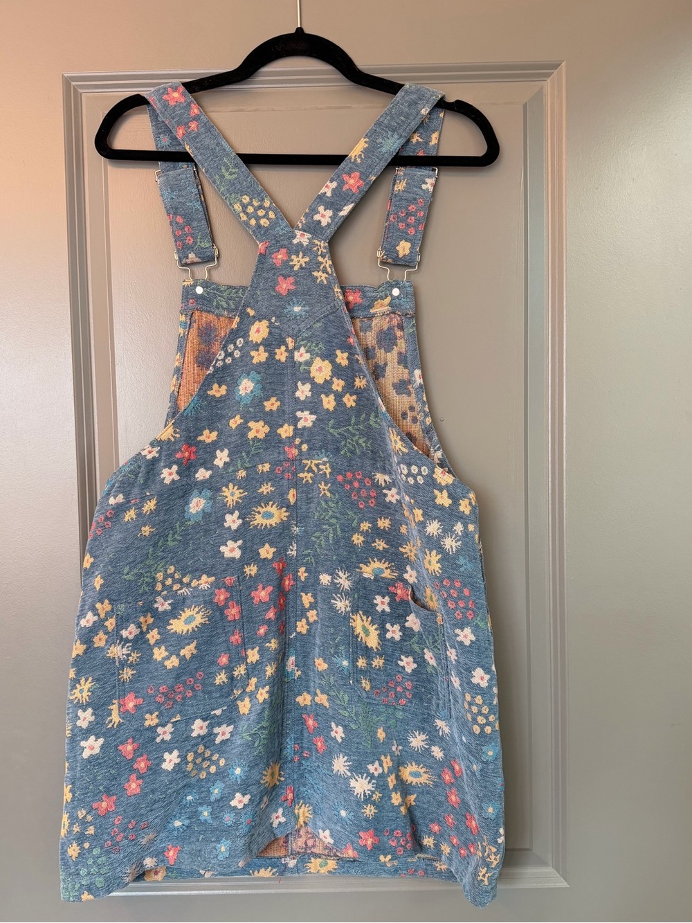 Storia Blue Floral Corduroy Overall Skirt - Picture 2 of 4